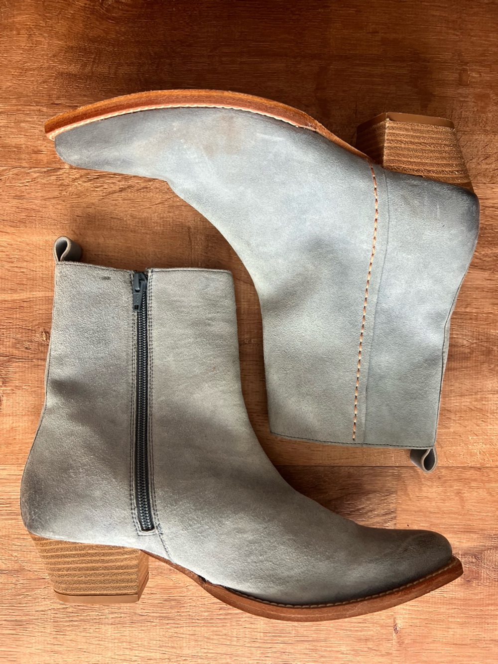 Free People Bowers Embroidered Ankle Boots Size 9 RT $198 Dusty Blue